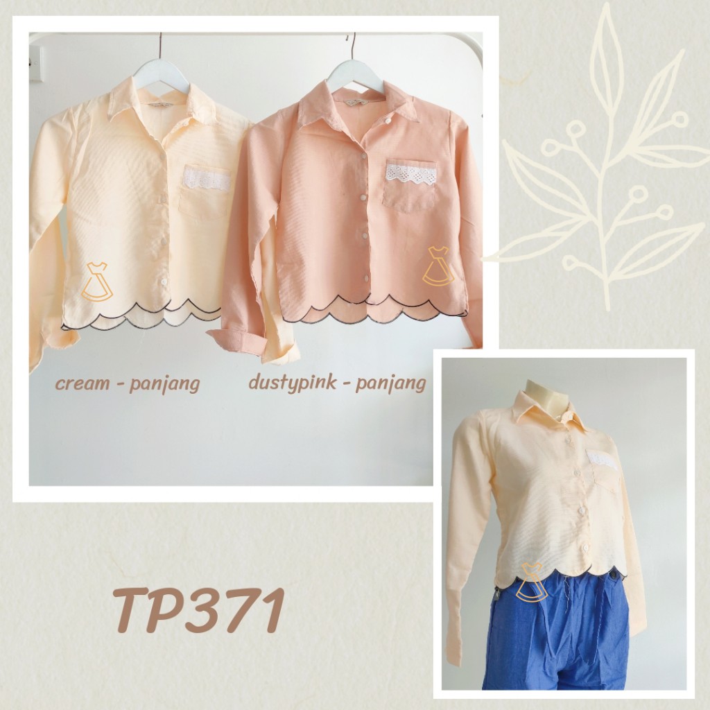 TP371 - BAJU ATASAN KEMEJA WANITA COTTON IMPORT KOREAN STYLE VINTAGE