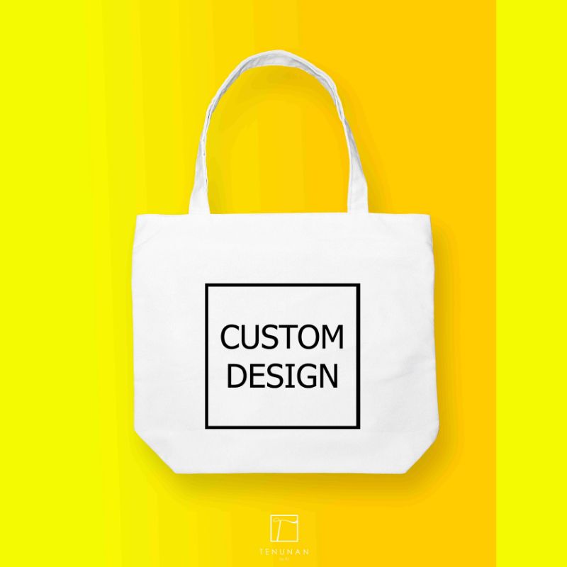 Tenunan Totebag Canvas Putih Custom Design Zipper Full Puring