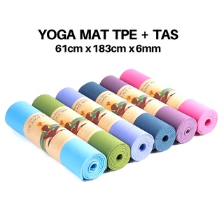 Minicart Yoga Mat TPE 6mm 183 x 61cm Matras Yoga Bonus Tas