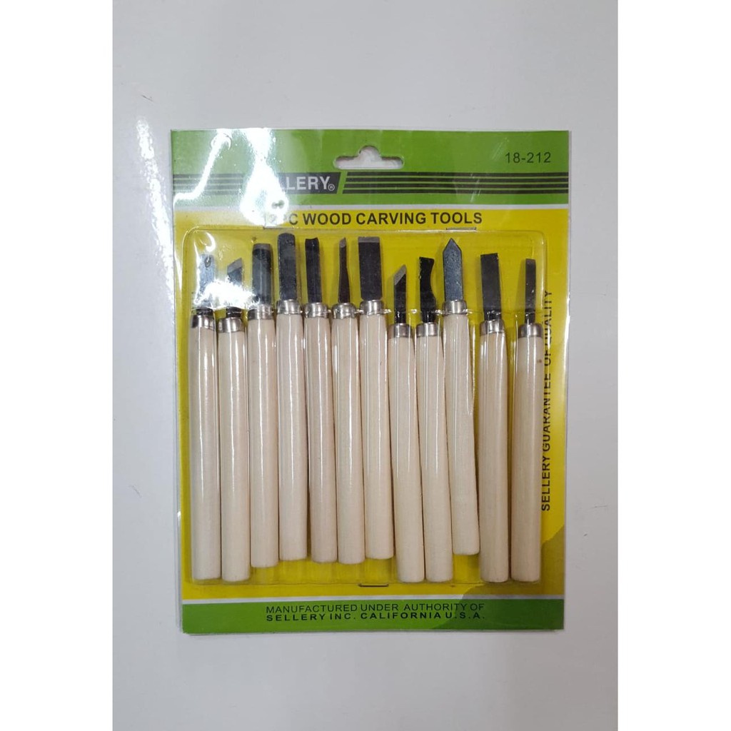 SELLERY Wood Carving Tools Set 10 Lino Cut Tools Cukil Kayu Pahat Ukir