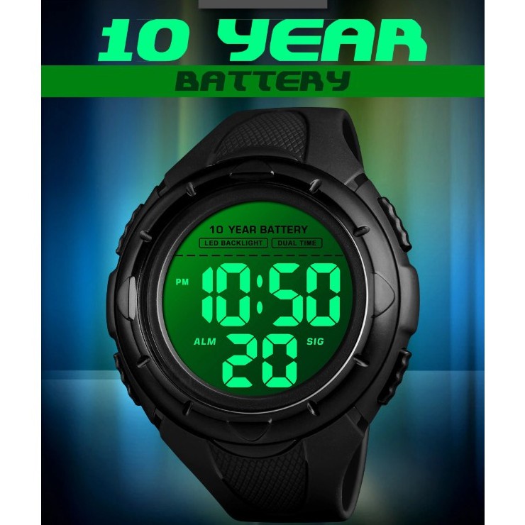 Jam Tangan Water Resist Tipis Digital Murah Sport Simple U9B6 Police Putih Layar Sentuh Jarum Kulit 