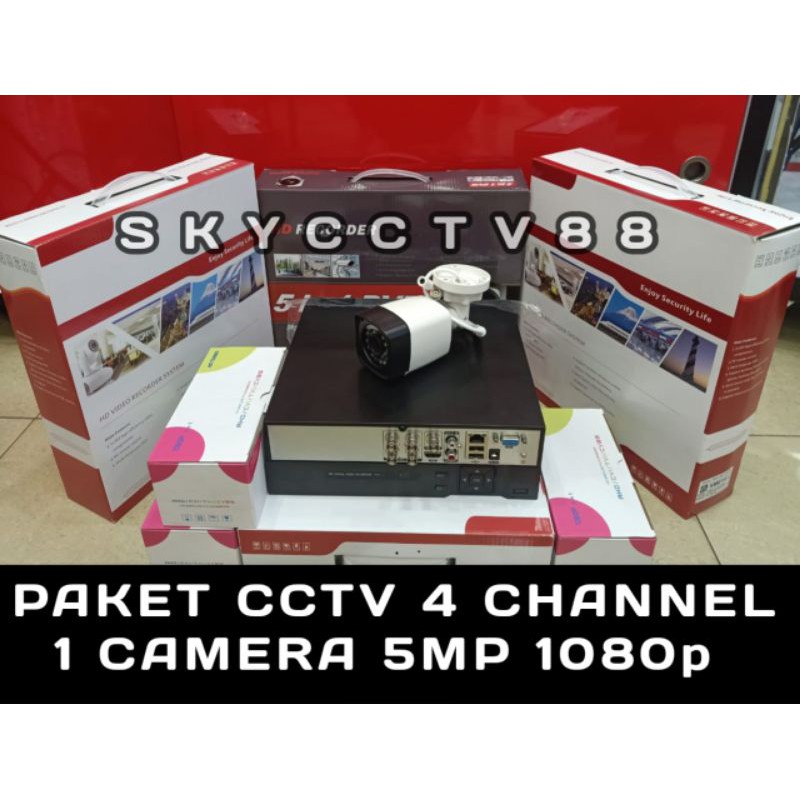 PAKET CCTV XMEYE 4 CHANNEL 1 CAMERA 5 MP FULL HD 1080P KOMPLIT+HDD 2TB