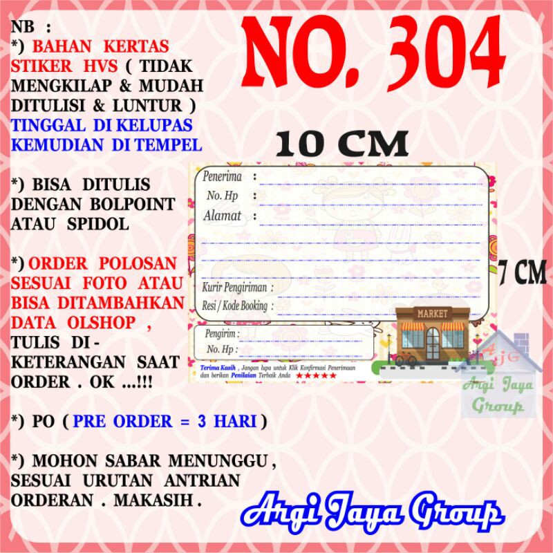 

Stiker HVS - Stiker Pengiriman - Sticker Alamat Olshop Murah Nomer 304-10x7cm