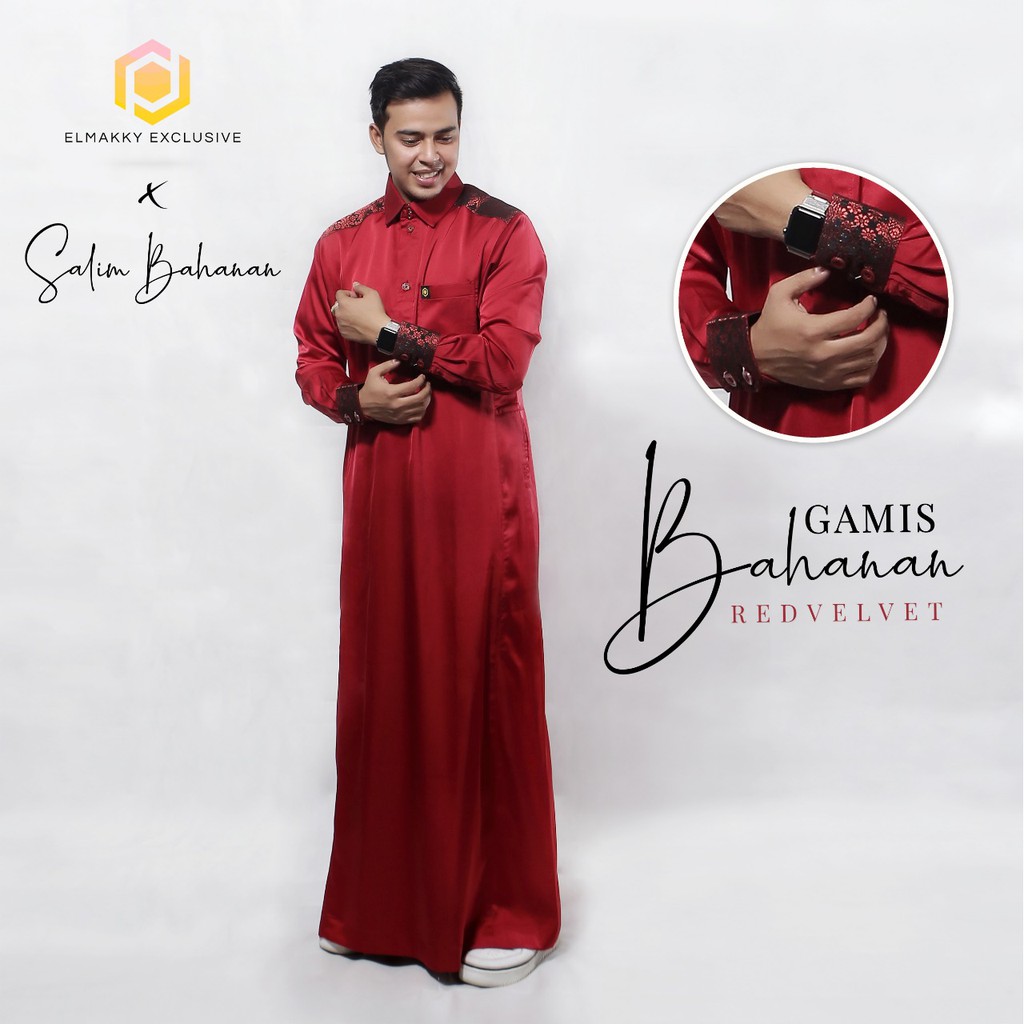 GAMIS BAHANAN RED VELVET BY ELMAKKY | GAMIS PRIA EXLCUSIVE