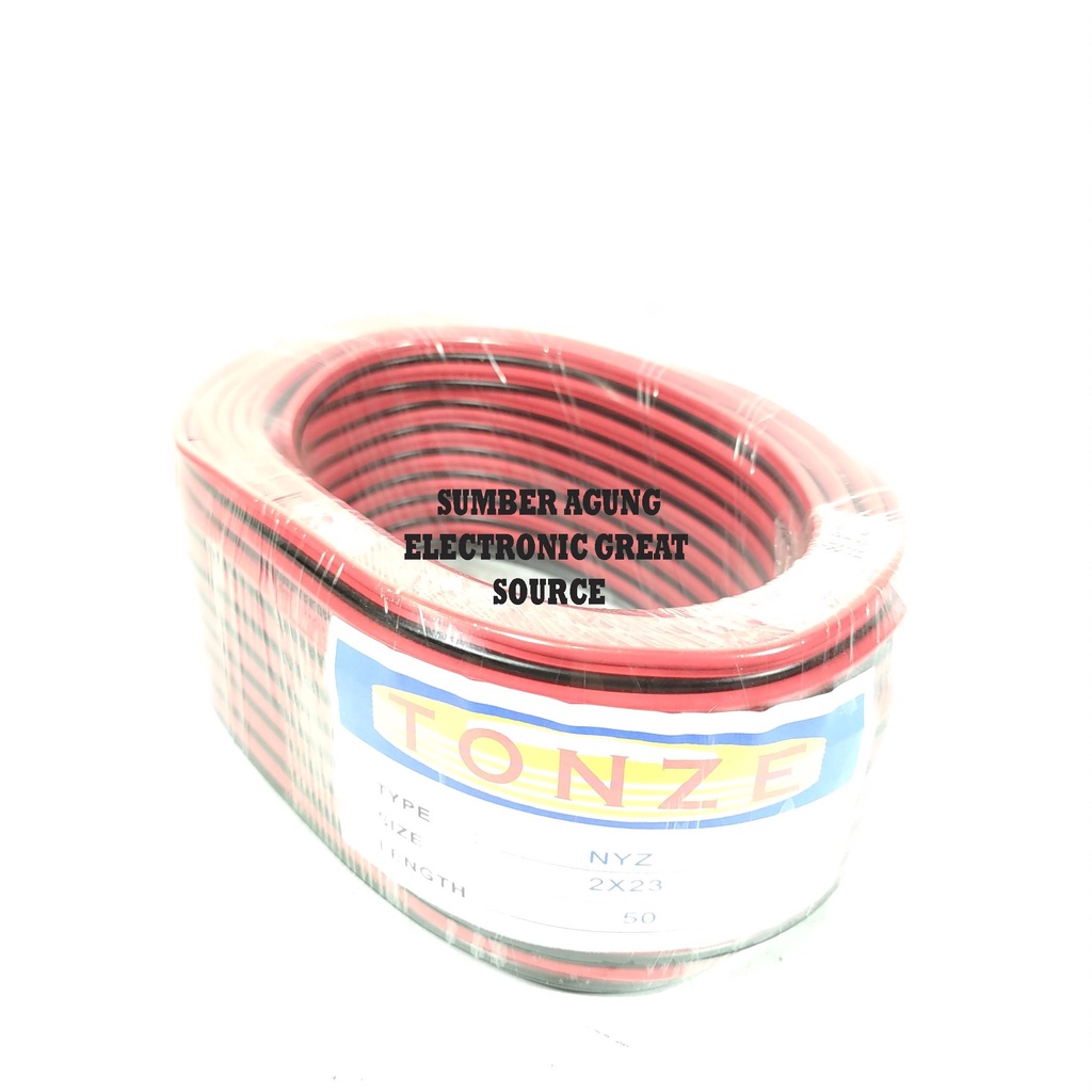 Kabel Tonze NYZ 2x23 Panjang 50 Isi Serabut Banyak Audio Listrik Merah Hitam
