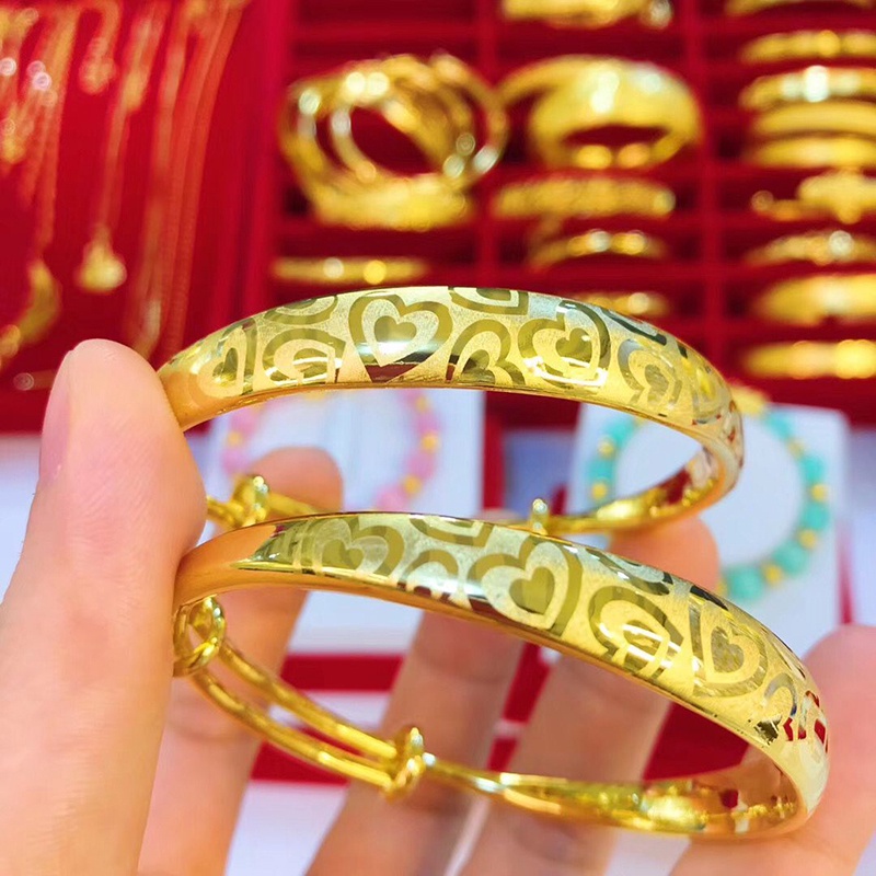 Bisa Cod Wanita Bangle Gelang Emas Asli Kadar 375% Hadiah Terbaik 728G-3#