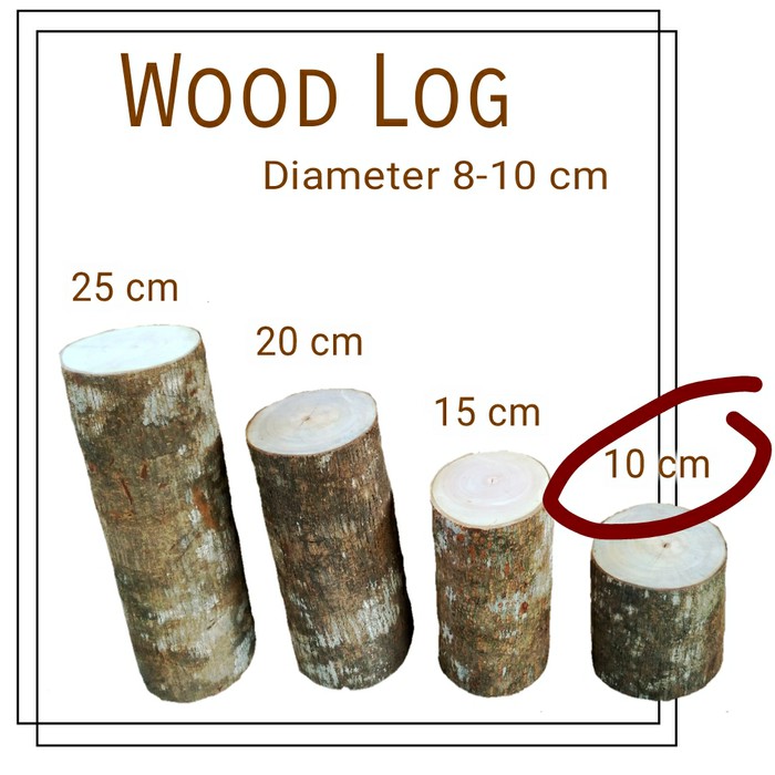 Wood log tinggi 10 cm bahan craft dekorasi wooden cake stand dll