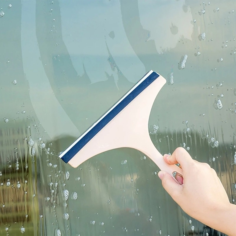 Multifunction Window Glass Cleaning Brush Scraper/ Glass Wiper Squeegee/ Bathroom Mirror Cleaner with Silicone Sheet/ Household Cleaning Tools