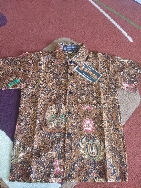 Ruzza Batik Anak Usia 0-7 Tahun / Kemeja Laki-laki / Hem Motif Sogan Pelangi Warna Coklat