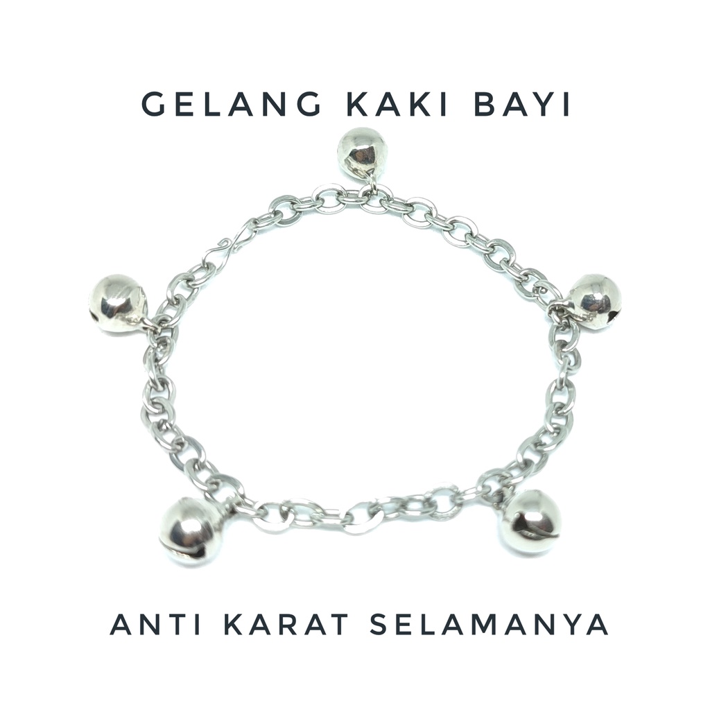 Gelang Kaki bayi Monel Gelang kerincingan bayi Kalung Monel Gelang Kaki Monel Baja Putih Anak