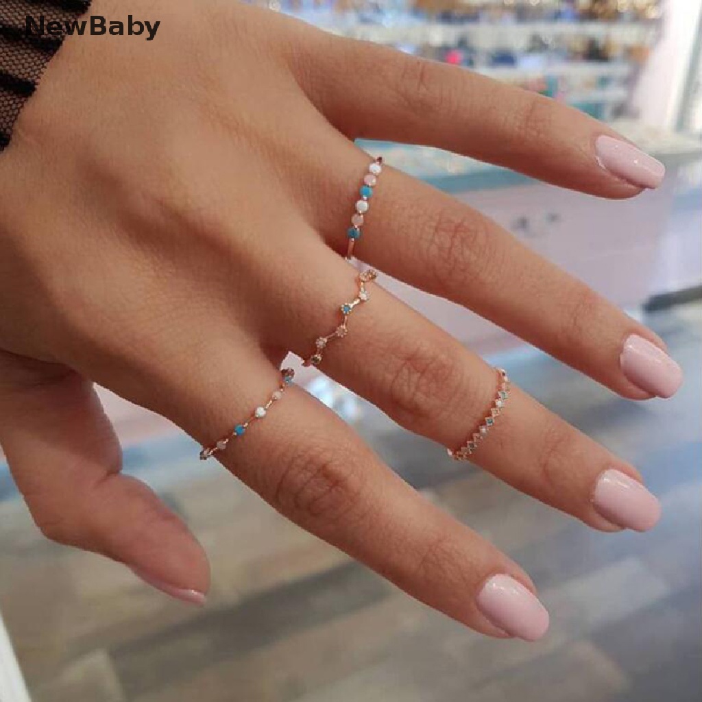 4pcs / Set Cincin Batu Kristal Warna-Warni Gaya Bohemia Untuk Hadiah Pernikahan