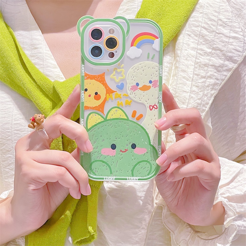 Soft Case Silikon Motif Kartun Beruang Untuk Compatible for iPhone 14 13 12 11 Pro Max X Xr Xs Max SE 2020 iPhone 8 7 6 6s Plus Ins Cute Graffiti Animal Couple Phone Case Bear Lens Silicone All-inclusive Shockproof Phone Cover