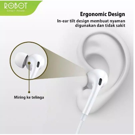 Robot RE502 / Stereo Bass Wired Earphone / Headset White - SOSOYO