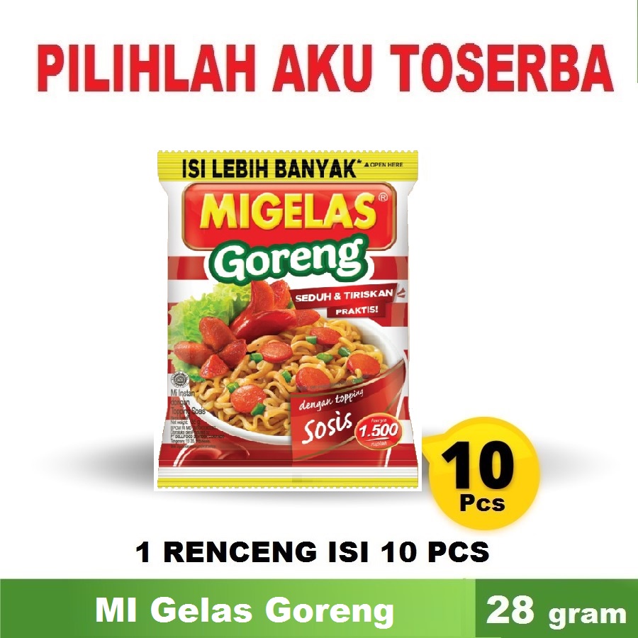 

Mie Gelas Migelas GORENG @35 Gr -(HARGA 1 Renceng isi 10 Pcs)