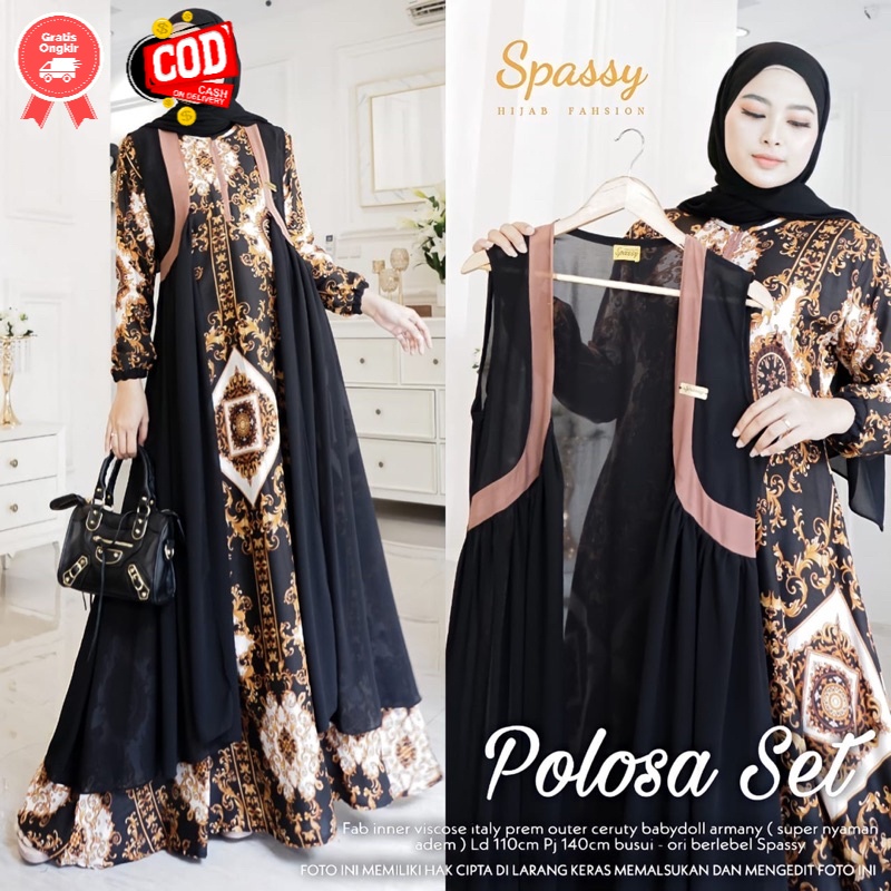 Polosa set Dress Maxy Fahsion Wanita Motif Kekinian Terbaru Original By Spasy