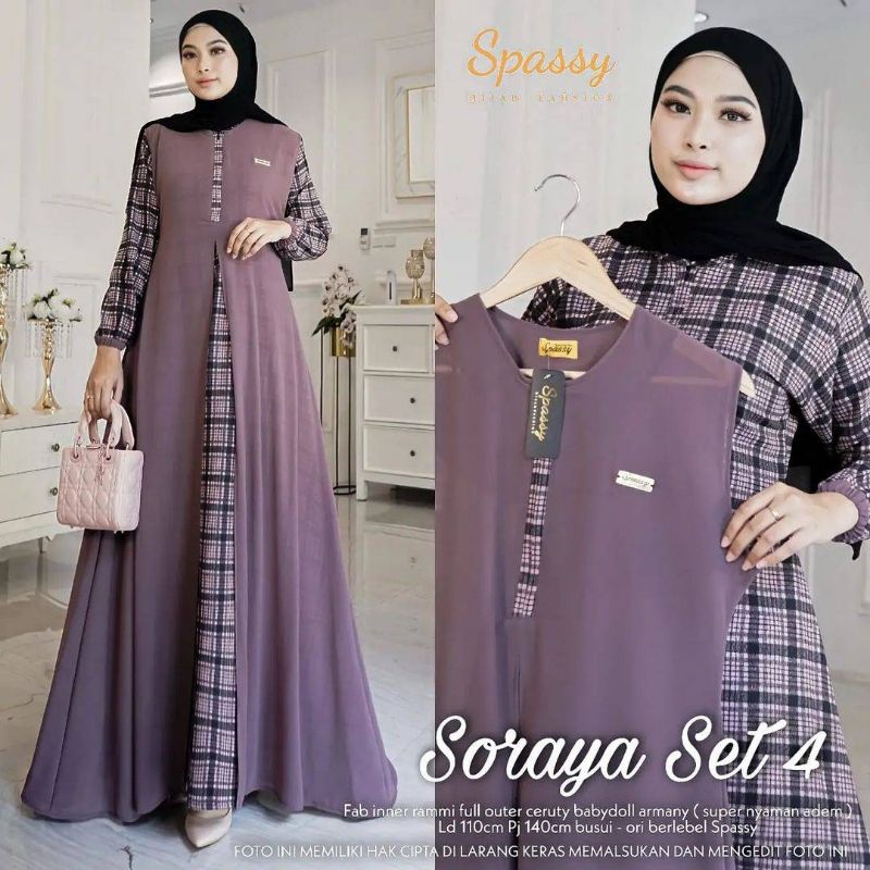 ✔COD GAMIS 2022 TERBARU MOTIF KOTAK SORAYA #4 MAXY DETAIL KET ADA DI PICT