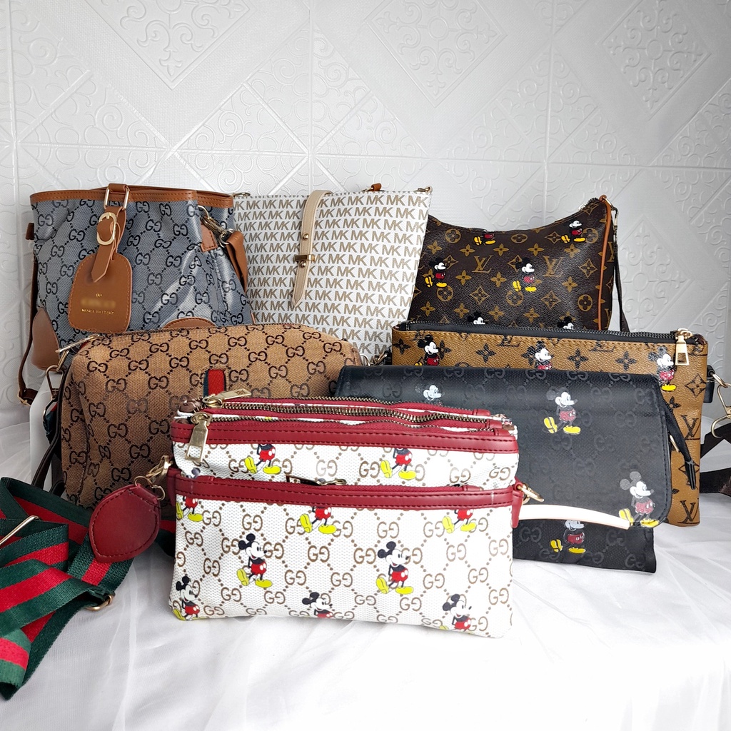 Tas Selempang Wanita Dompet Hp Sling Bag Kecil Banyak Ruang Motif Miki KT031 KT093 KT094 KT095 KT096 KT097 KT098