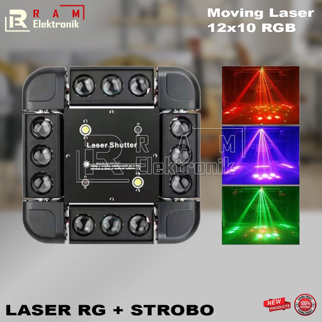 Moving Show Spider 12x10 Watt RGB + Laser RG + Strobo