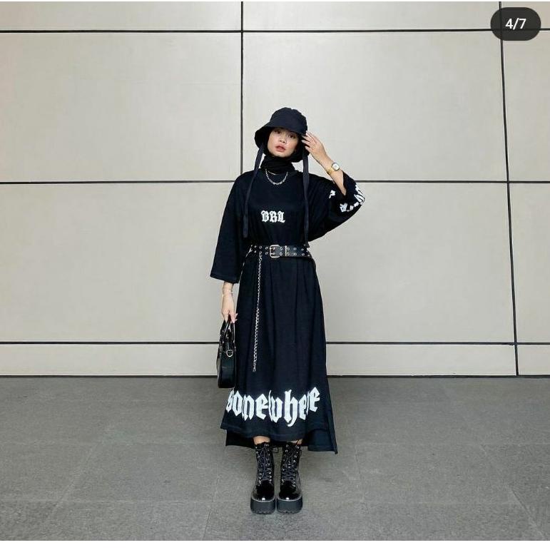 NARUMI DRESS SHIRT OVERSIZE/long dres/dres kaos/dres oversize {Lbp31au22p}