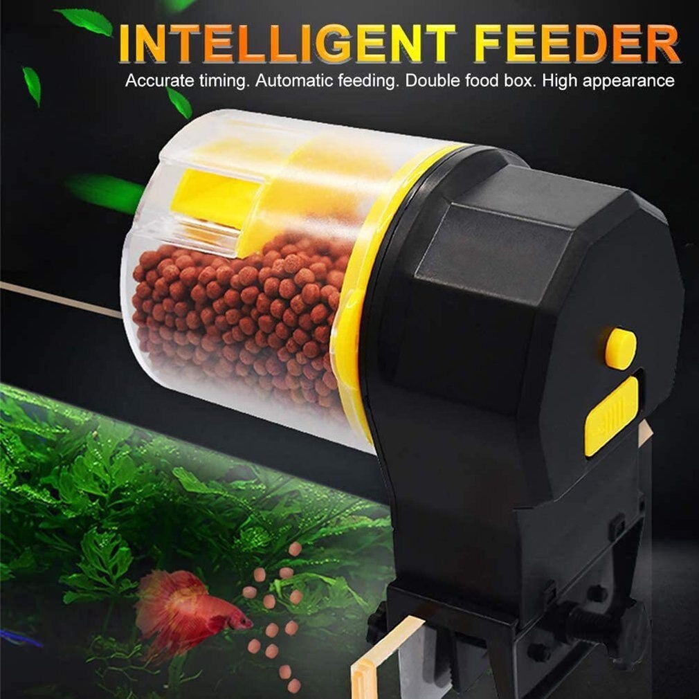 Dispenser Makanan Ikan Otomatis Aquarium Automatic Fish Food Feeding Timer - GA-300D - Yellow