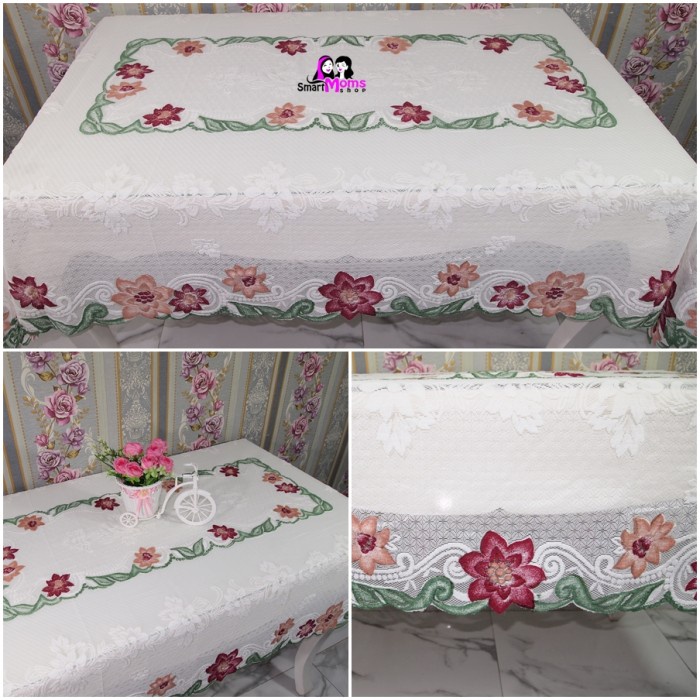 Taplak Meja Makan - Taplak Meja Makan Kotak Shabby Chic / Taplak Meja Kain Renda Teratai
