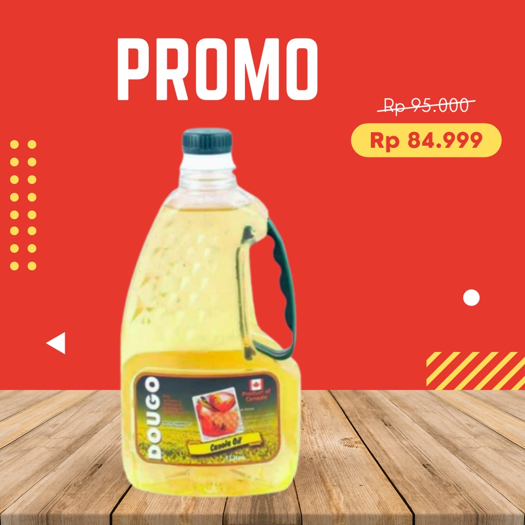 

Minyak Canola 2L 100% Dougo Kemasan Botol Gagang Extra Bubble Wrap