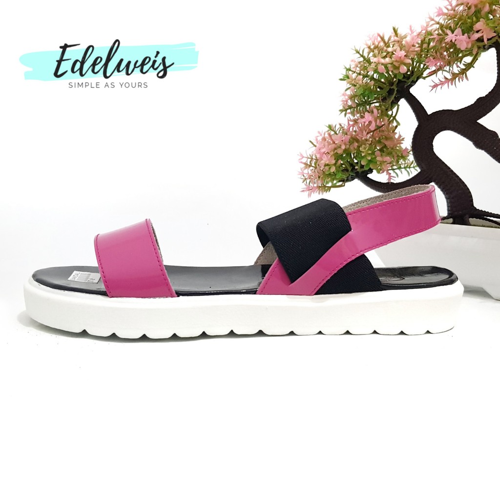 EDELWEIS Platform Sandal Wanita Docmart Alexa Elastis Talincang Merah Biru Pink