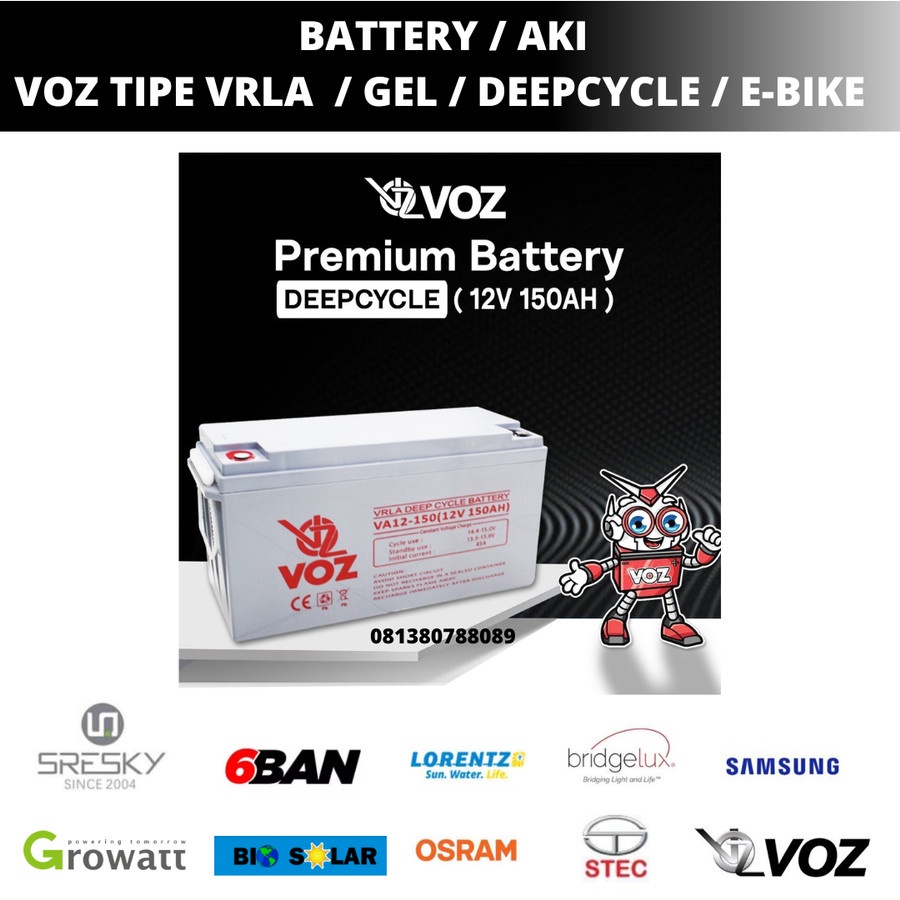 Jual AKI BATERAI VRLA DEEP CYCLE 12V 150AH VOZ | Shopee Indonesia
