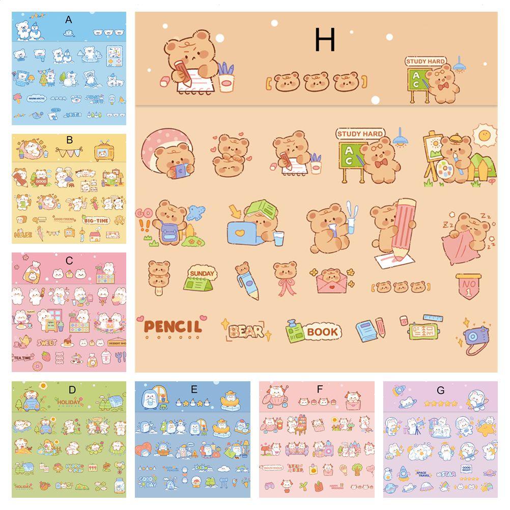 Solighter 46pcs Stiker DIY Alat Tulis Warna-Warni Hewan Kawaii Kartun PET Stiker