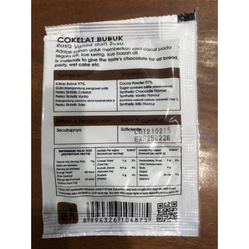 RW coklat bubuk bahan baking 10g