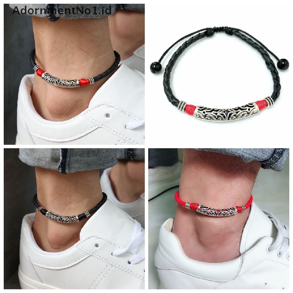 (AdornmentNo1) Gelang Kaki Tali Lilin Handmade Adjustable Untuk Pria