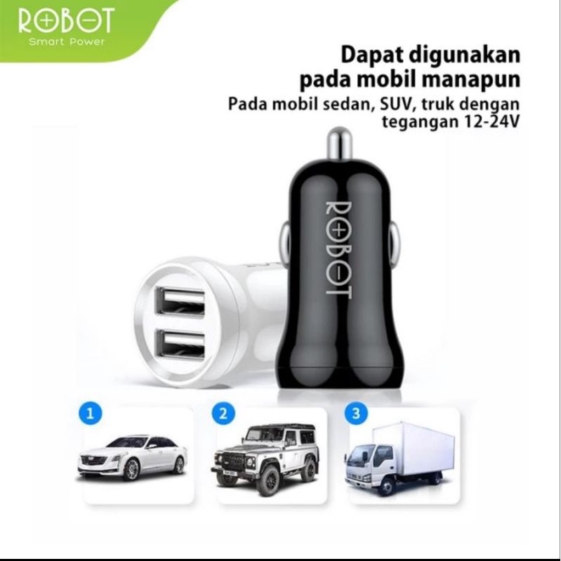 ROBOT Car Charger Dual Output RT-C07 - Free Kabel Micro USB - Original