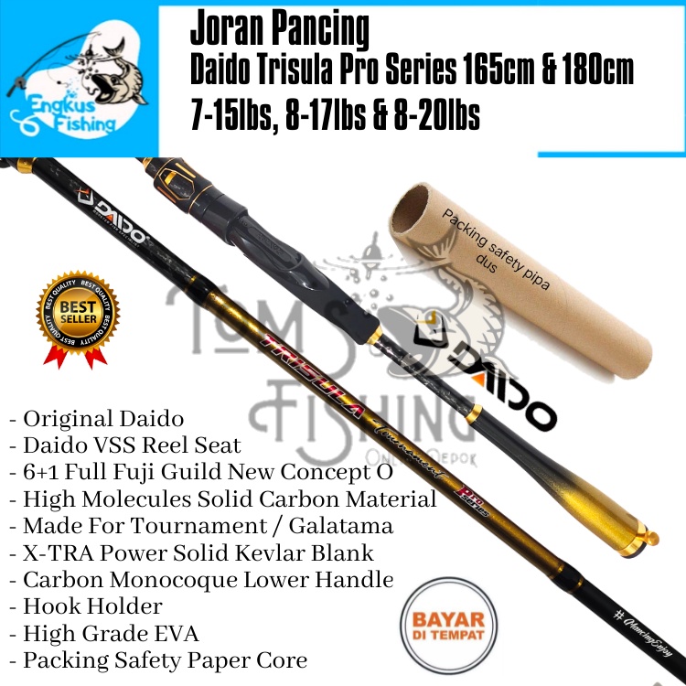 Joran Pancing Daido Trisula Tournament Pro Series 180cm (10kg, 12kg &amp; 15kg) Spinning Fuji Solid - Engkus Fishing