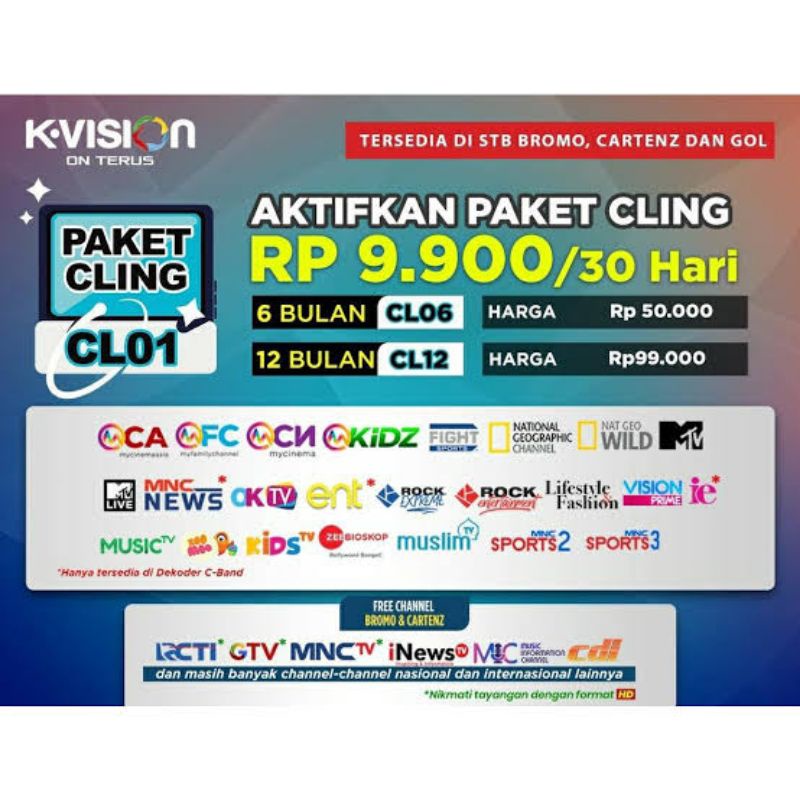 PAKET CLING KVISION GOL / BROMO/ CARTEN