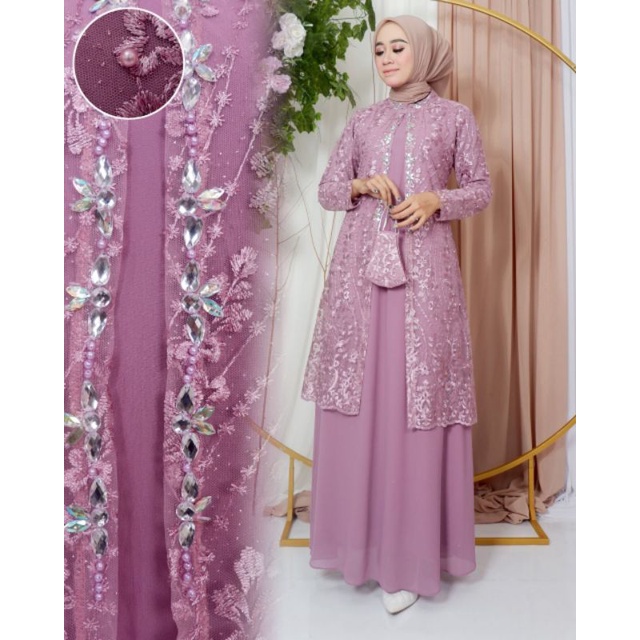 GAMIS SHABIRA // BAHAN TILLE BORDIR MUTIARA // By Ratu Kebaya