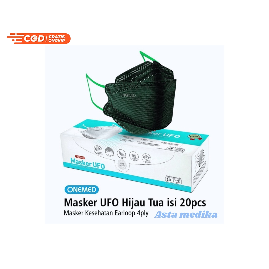 Masker UFO KF94 4Ply OneMed Earloop Masker Karet KF94 3D Onemed Masker 4ply Surgical Earloop Box isi 20pcs