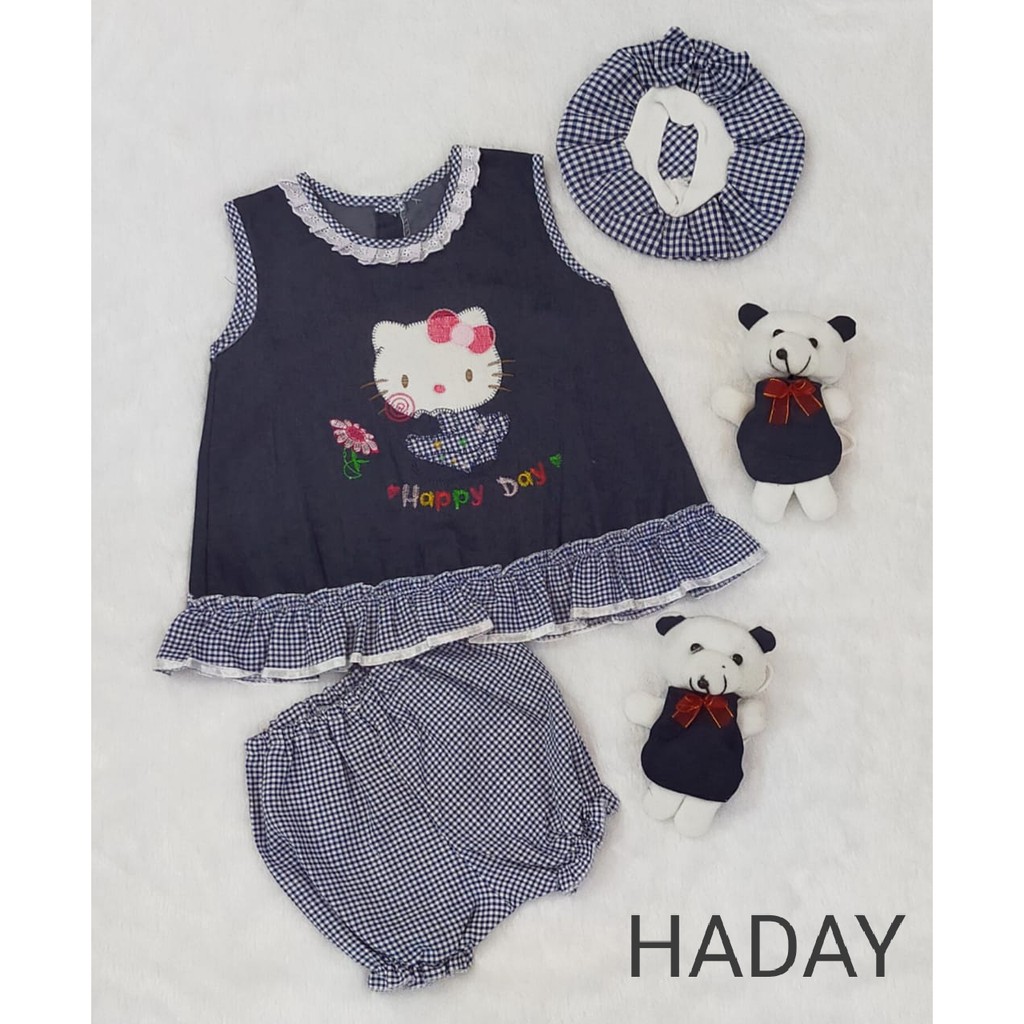 Setelan Baju Bayi Perempuan - Baju Dress Anak Bayi - Baju Anak Bayi Perempuan - Bahan Semi Jeans