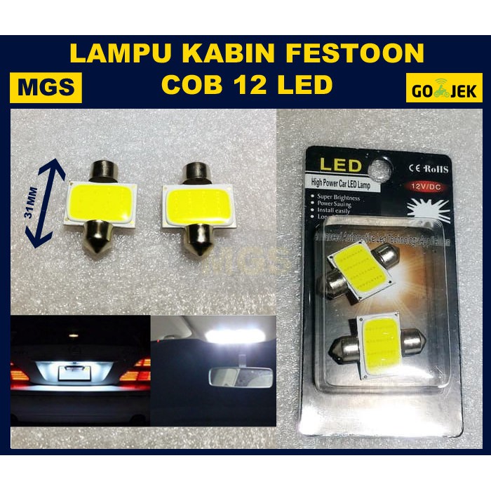 10set Lampu LED Plafon Kabin Festoon 12 COB Plasma 31mm