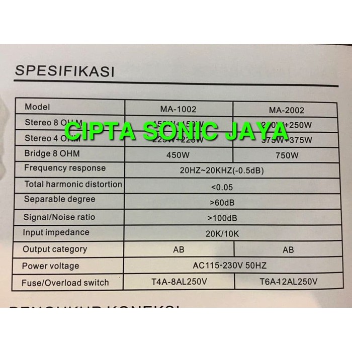 (PETI KAYU) Power Amplifier Megavox Ma2002 N .  MA 2002 N