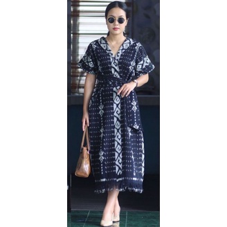 dress tenun hitam - dress tenun terbaru - dress tenun modern - dress tenun pesta - baju tenun wanita