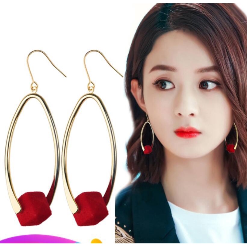 Hollow keluar bersudut lima tetes telinga anting-anting baru fashion anggun online influencer full b