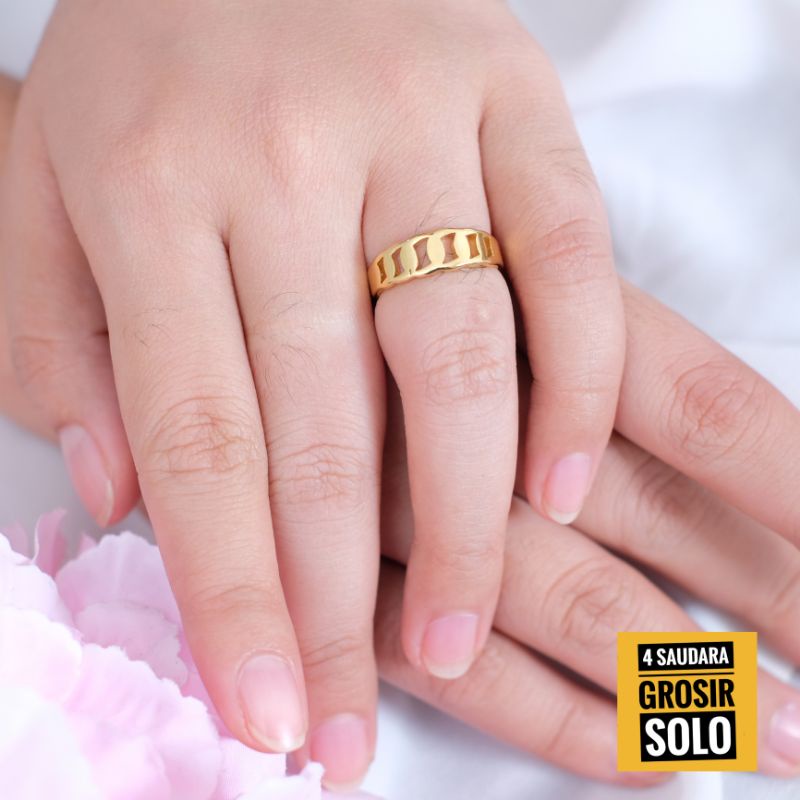 4s Grosir Solo ||  ( Anti karat &amp; Luntur juga Anti Alergi ) Cincin Titanium Gold motif Rante || Cincin Xuping Emas Motif Rante || Cincin Titanium Gold Wanita Motif Rante