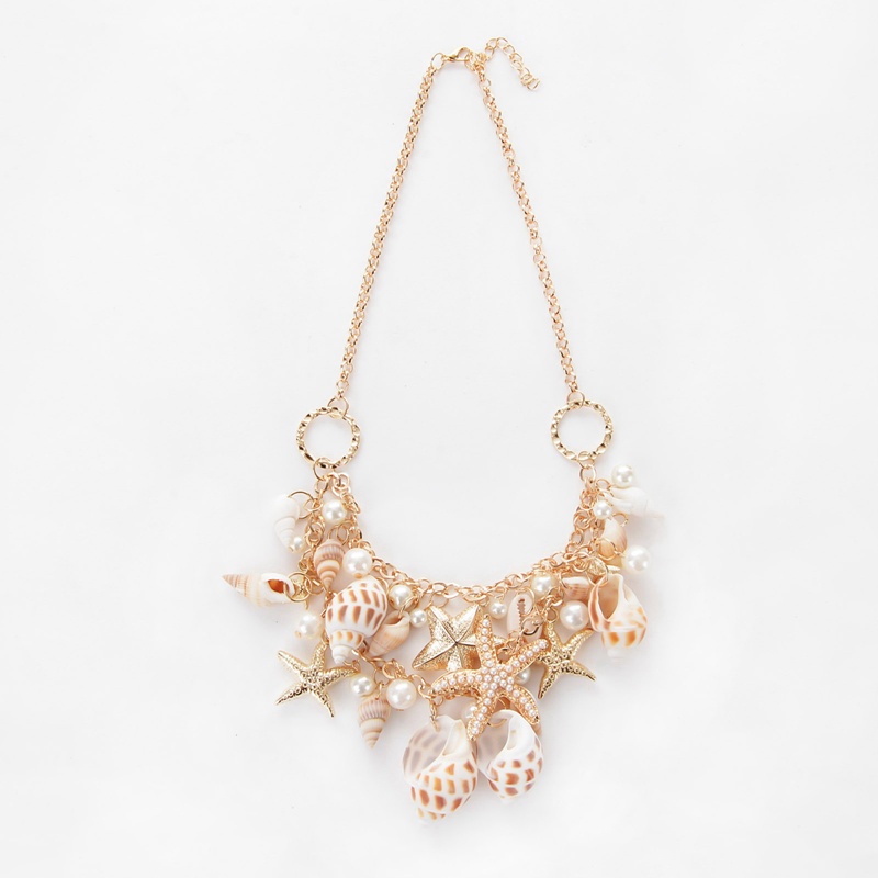 Kalung Rantai Multi Layer Liontin Bintang Lautkerangmutiara Imitasi Untuk Wanita