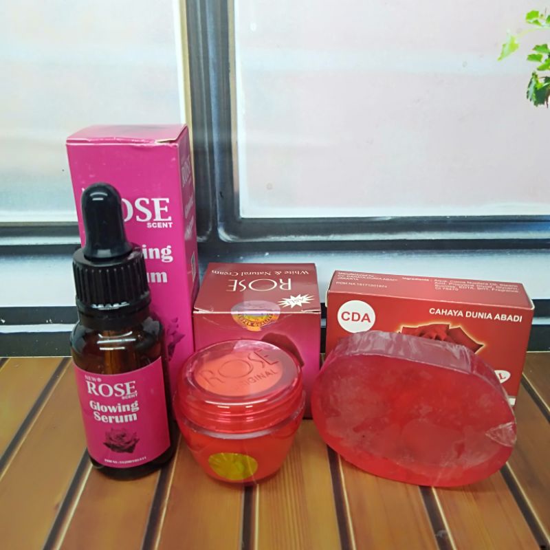 Paket Cream Rose Holo M 3In1 // Krim Rose Holo M 3in1 Serum+Cream+Sabun oval