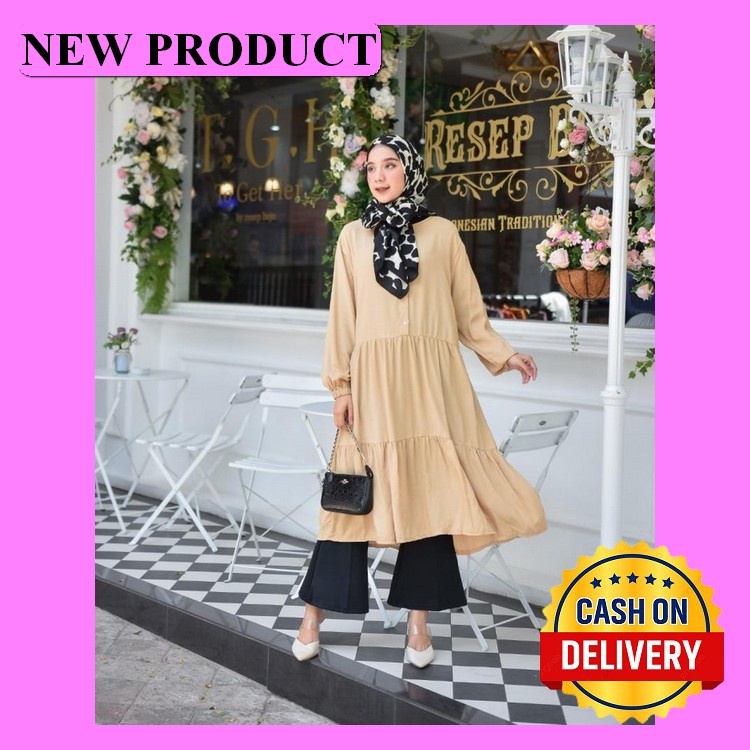 Baju Long Dress Tunik Wanita_Tunik Jumbo Terbaru 2022/Baju Tunik Kemej Atasan Wanita Muslim Original