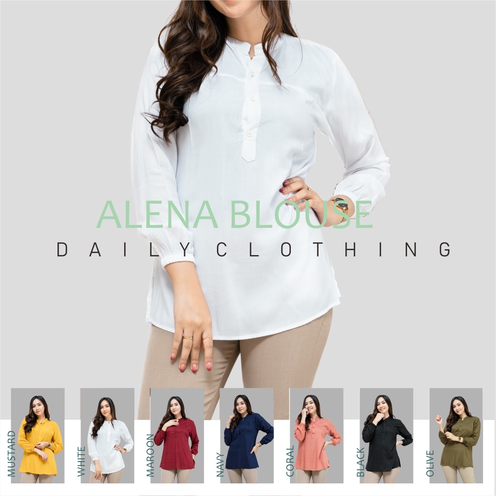 ALENA BLOUSE Cotton Twill Rayon Uniqlo// ATASAN WANITA // BLUS KERJA // ALENA WHITE