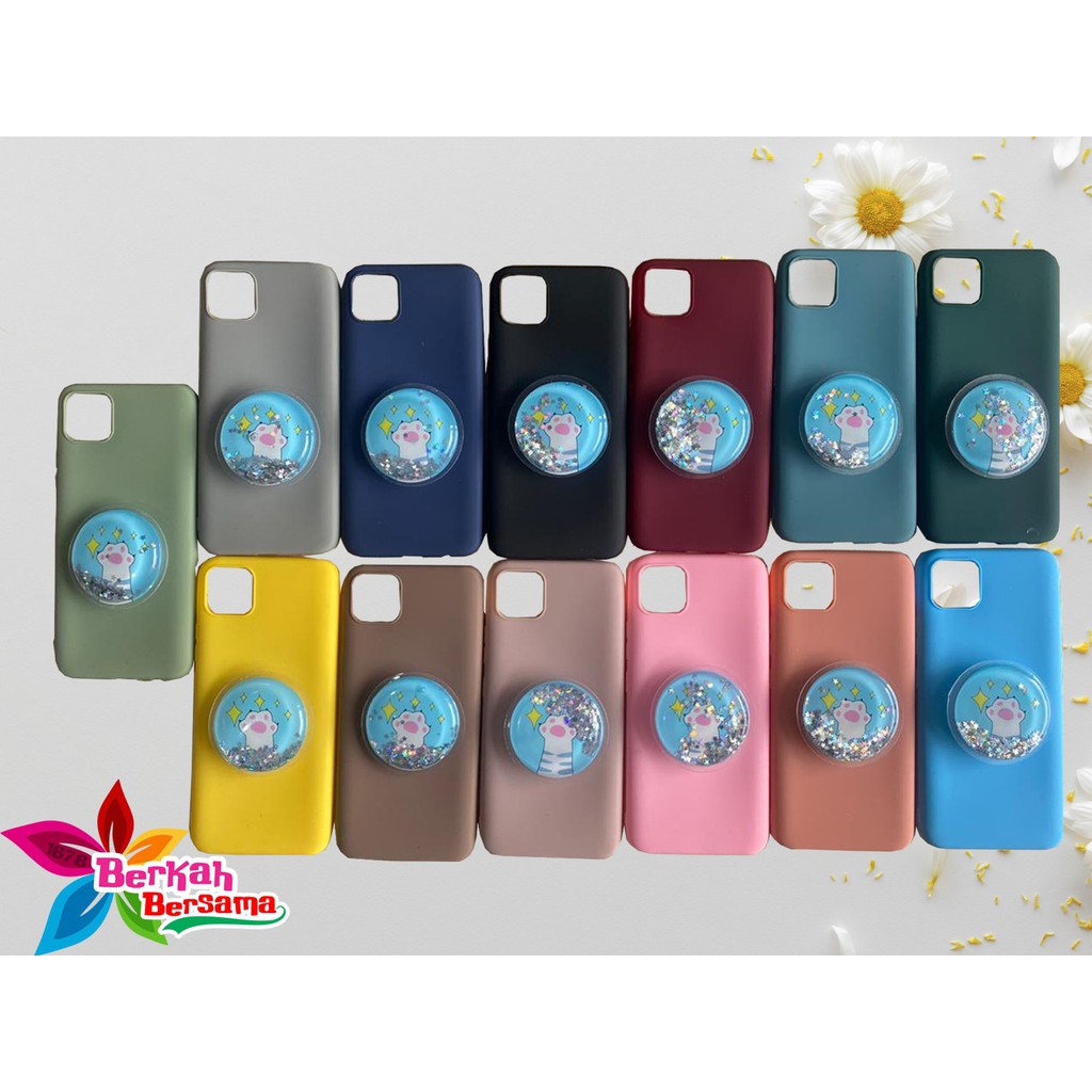 Softcase popsocket glitter candy oppo A3s A1k A5 A9 2020 A7 F9 A5s A31 A52 A92 A37 A53 A33 2020 A83 BB1203