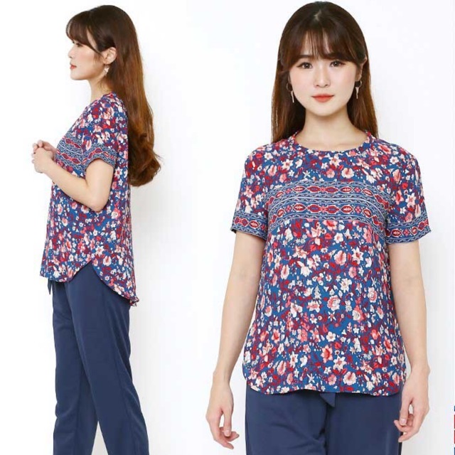Loft shortsleeve floral blouse