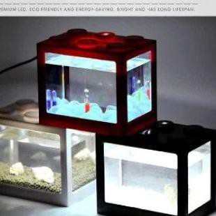 TERTINGGI AQUARIUM MINI MODEL LEGO CUPANG SOLITER MINI LED TANK CUPANG DEKOR INTERIOR RUMAH BALKON
