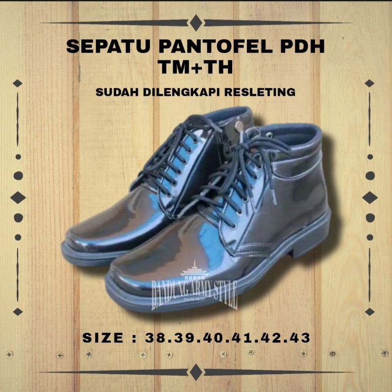 SEPATU/PANTOPEL PDH TNI ABRI SATPAM POLISI SECURITY HITAM KILAT TERMURAH TERLAKU TERBAIK